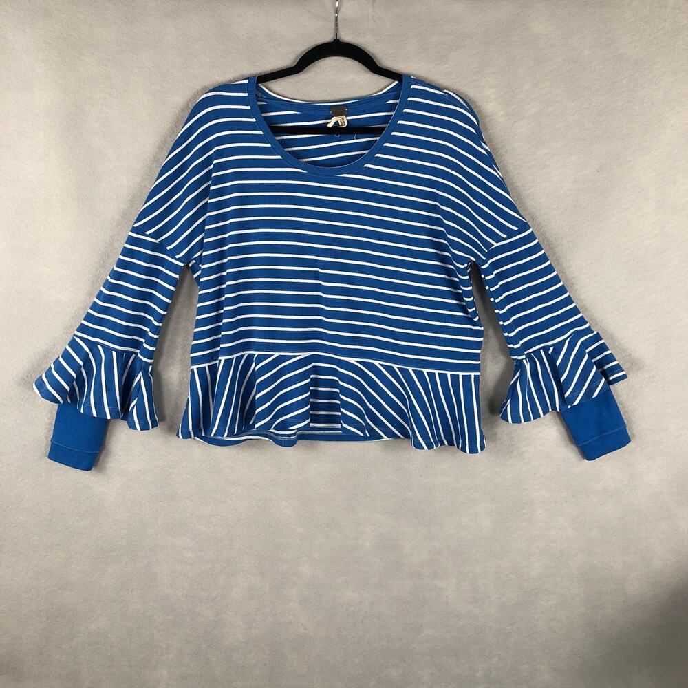 We The Free Pull-Over Top Stripe Blue Women's Size XS